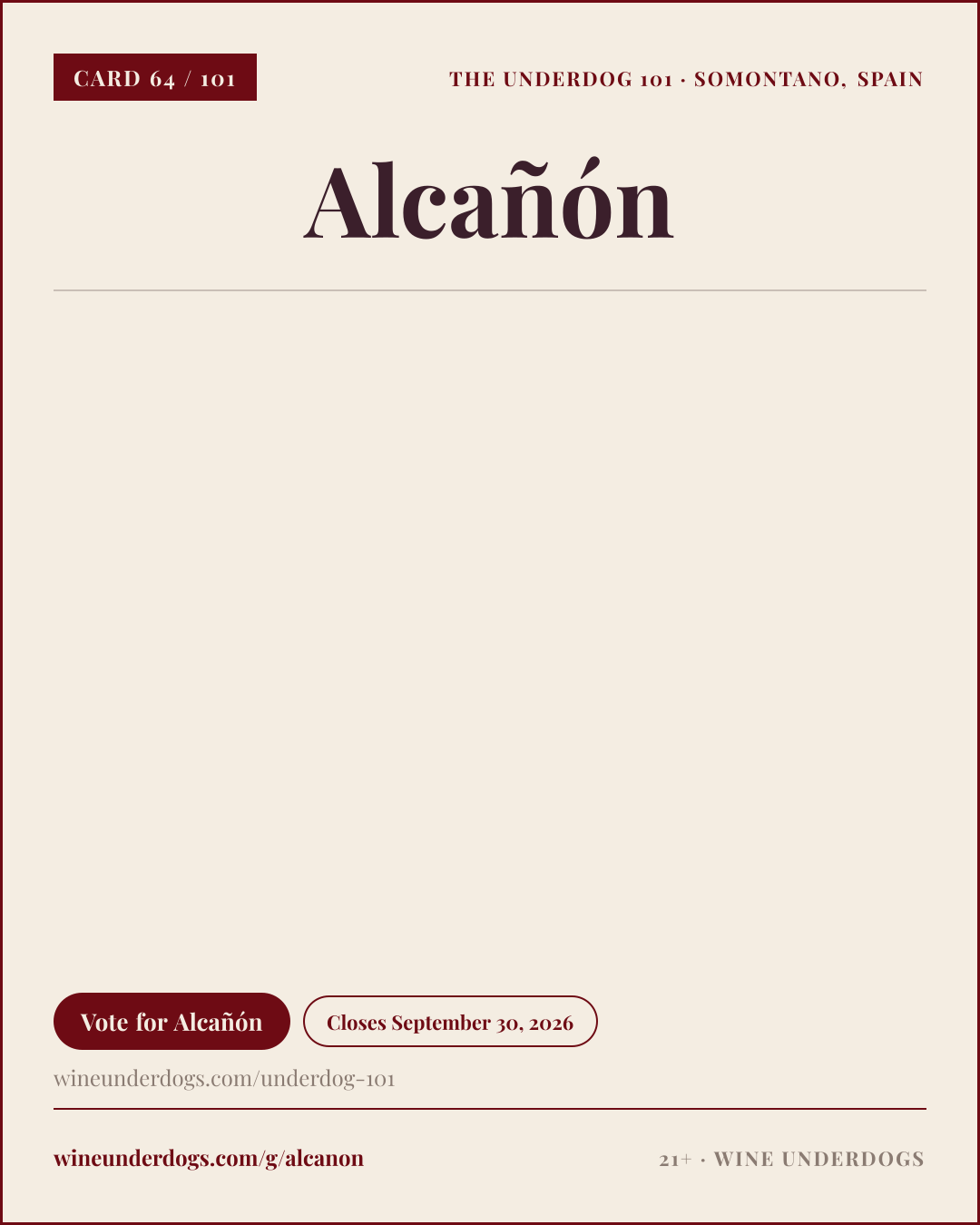 Wine Underdogs card for Alcañón (Somontano, Spain)